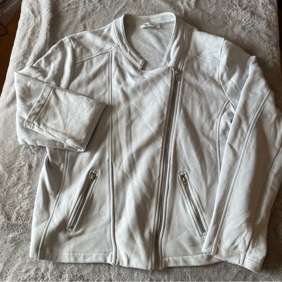 Kettlewell Chole Stylish White Zip-Up soft moto Jacket size LL